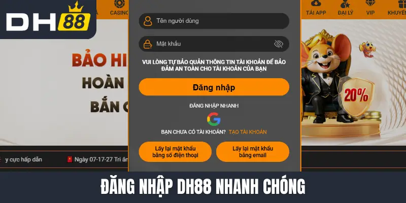 Đăng nhập DH88 nhanh chóng